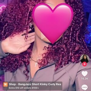 Short Kinky Curly Wig - Burgundy